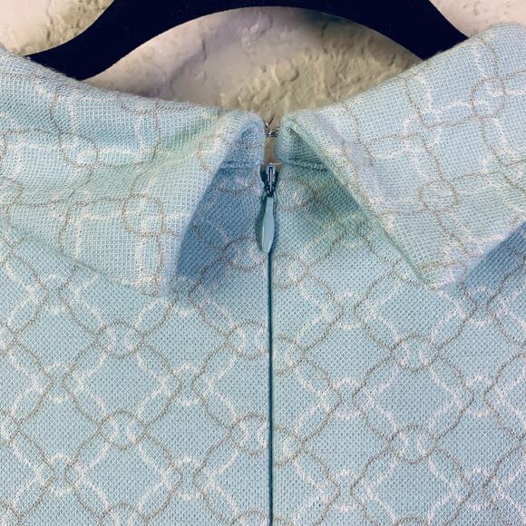 TYLER BOE‎ Dress Medium Kristen Knit Morning Sky Inverted Pleated Front Shift - Picture 9 of 13